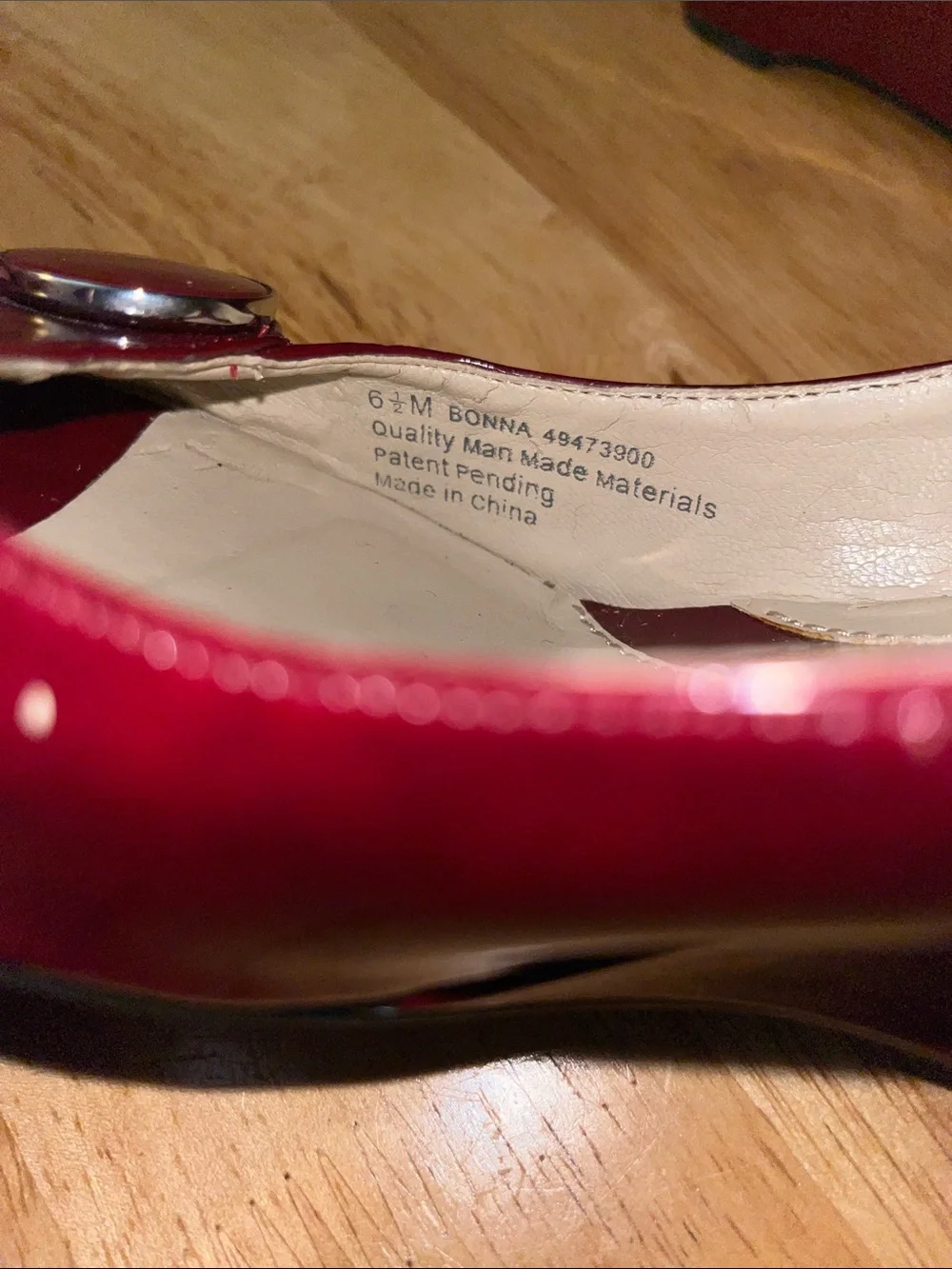 Naturalizer Burgundy Patent Peep-Toe Heels with Circle Accent
